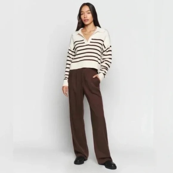 Reformation Francesco Rugby Collar Cropped Organic Cotton Sweater S - Picture 3 of 15